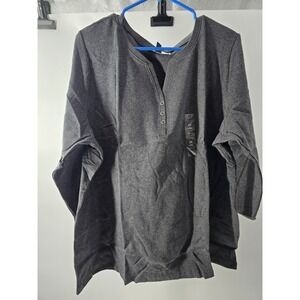 Karen Scott Womens 2X Charcoal Gray Henley 3/4 Sleeve Knit Top NWT